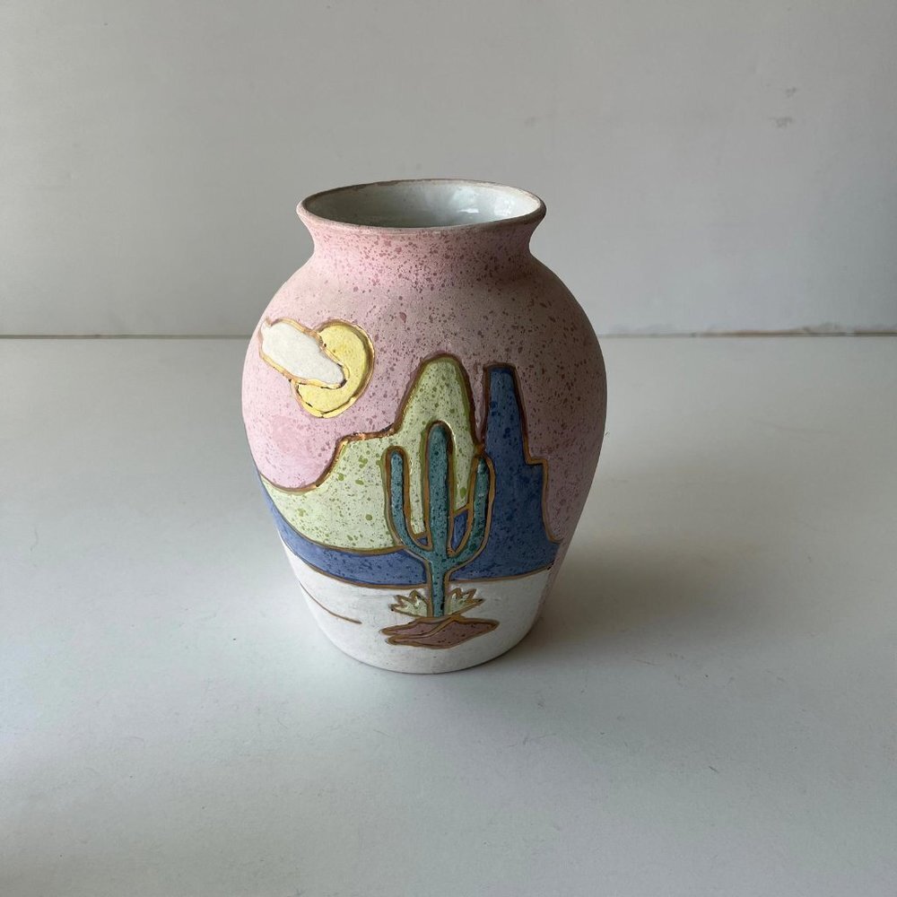 Vintage Southwestern Vase - Ceramic Desert-Inspired 70s Decor - Unique